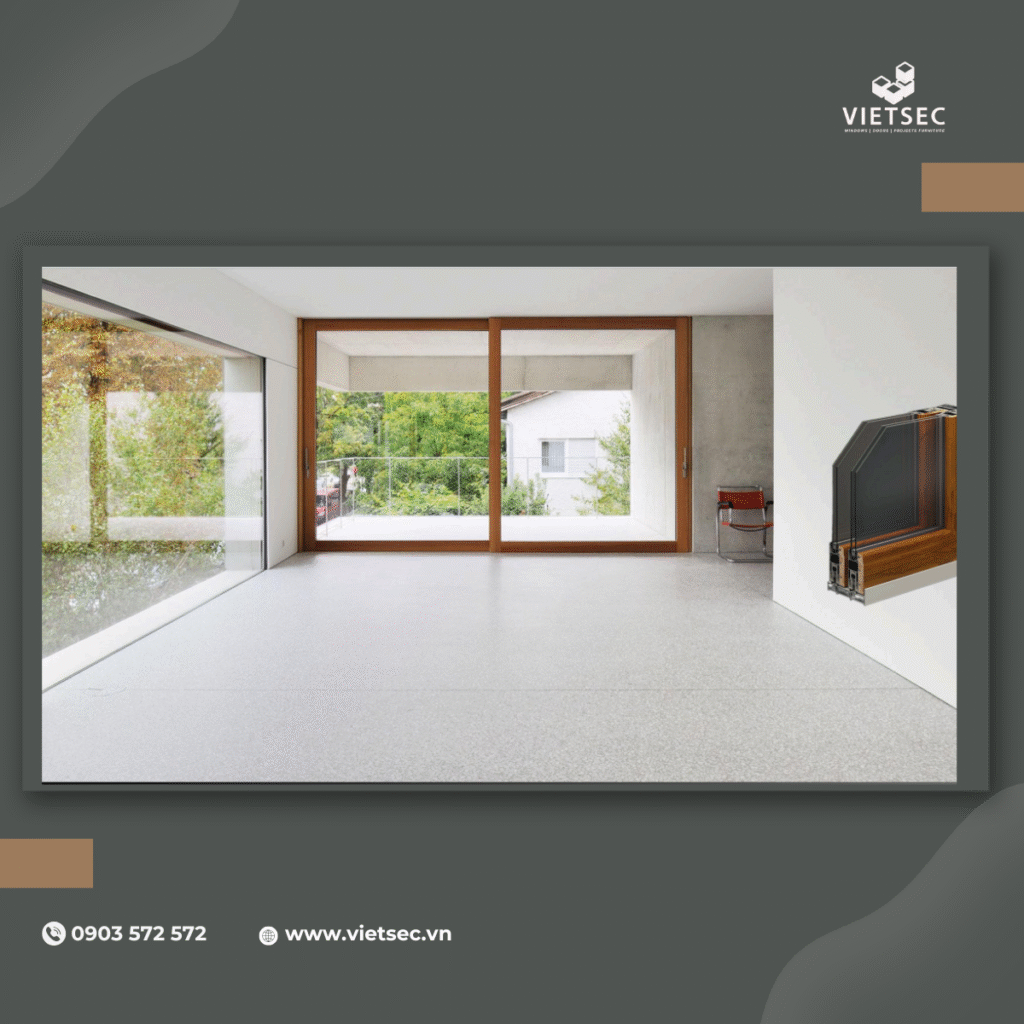 Cửa nhôm ốp gỗ tự nhiên cao cấp có nhiều ưu điểm vượt trội