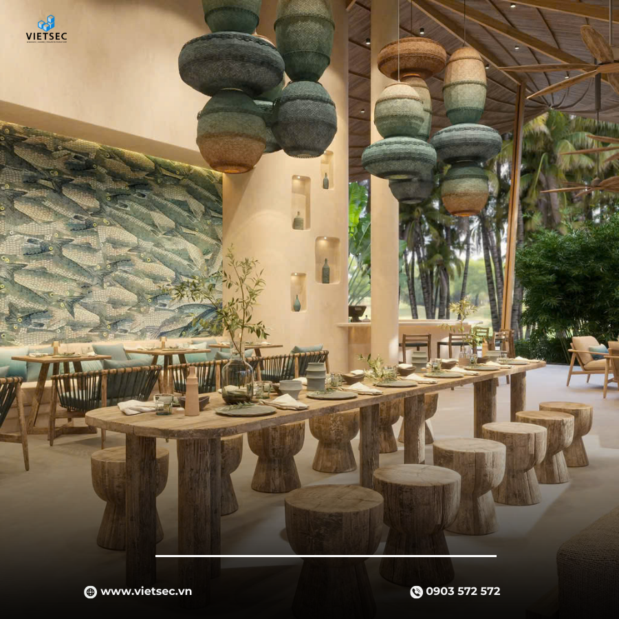 Những chi tiết được sắp đặt tinh tế, mang đến không gian vừa sang trọng, vừa gần gũi với thiên nhiên