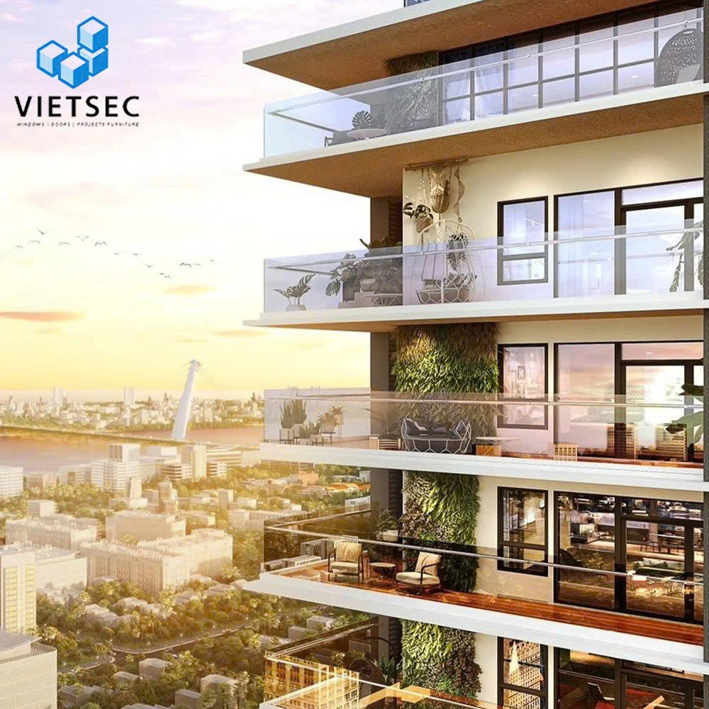 Vách kính ban công tại dự án khách sạn cao cấp